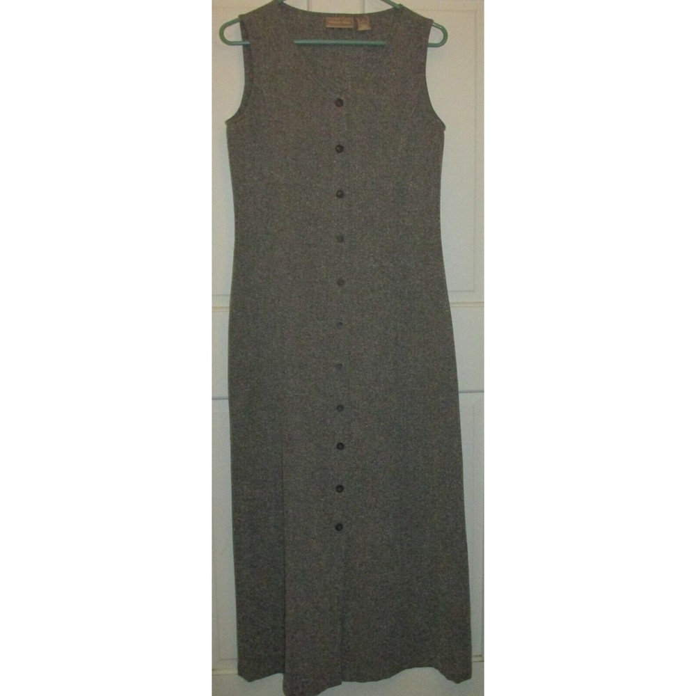 Nordstrom Women's Gray Button Front Sleeveless V-Neck Long Maxi Dress Size S